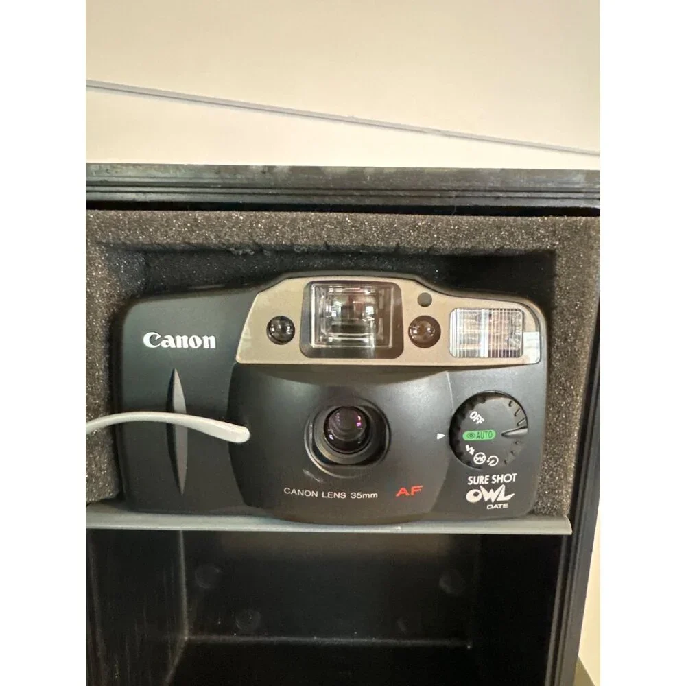 Canon Sure Shot Owl Date 35mm Game Camera In Camo Case With Motion Sensor & Wate